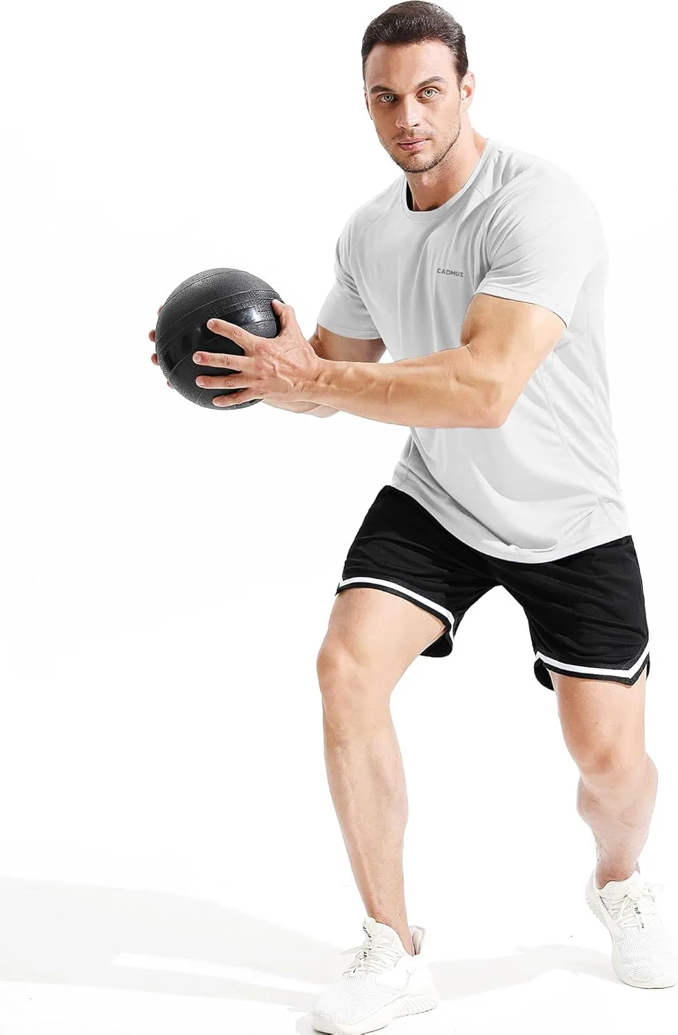 CADMUS Men's 3 Pack Workout Shirts Dry Fit Mesh Athletic T-Shirts