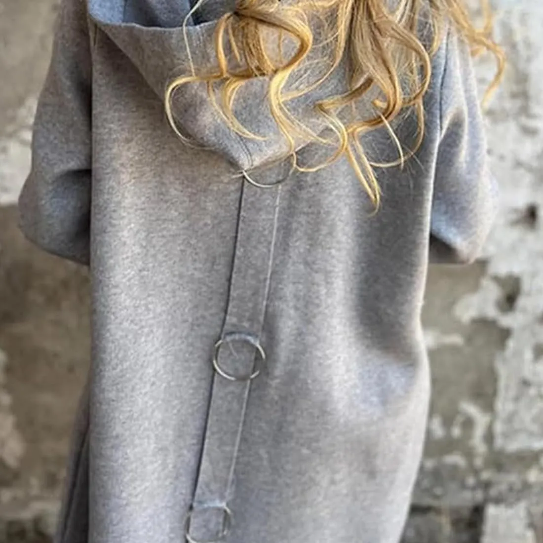 Casual Single Breasted Hooded Jacket for Autumn,Womens Lapel Button Up Trench Coat Fashion Long-Sleeved Jacket