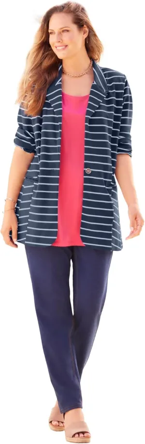 Catherines Women's Plus Size Liz&Me Ponte Knit Blazer