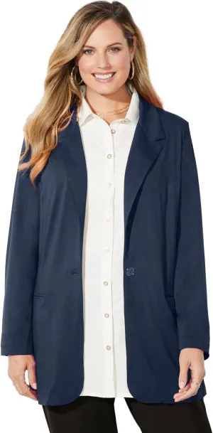 Catherines Women's Plus Size Liz&Me Ponte Knit Blazer
