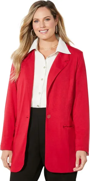 Catherines Women's Plus Size Liz&Me Ponte Knit Blazer