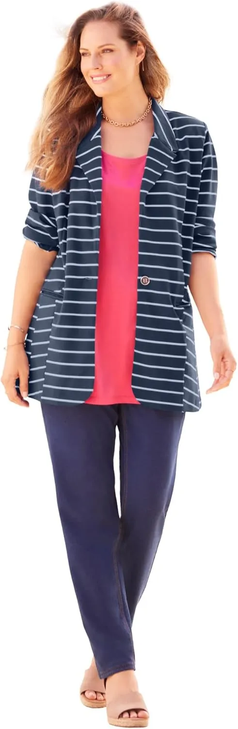 Catherines Women's Plus Size Liz&Me Ponte Knit Blazer