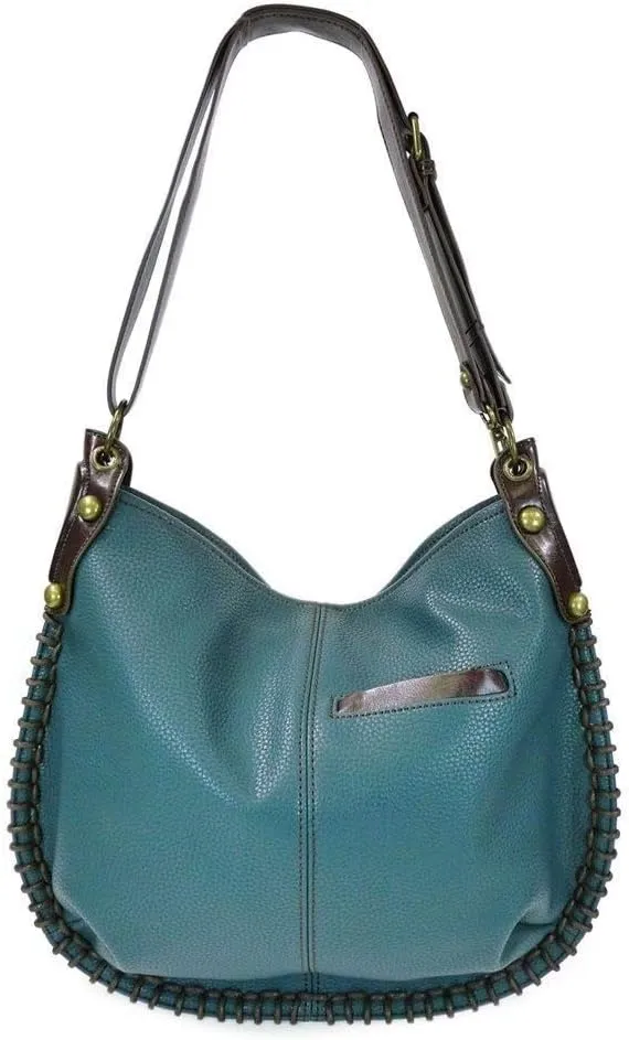 Chala Handbags, Casual Style, Soft, Large Shoulder or Crossbody Purse with Keyfob - Navy Blue