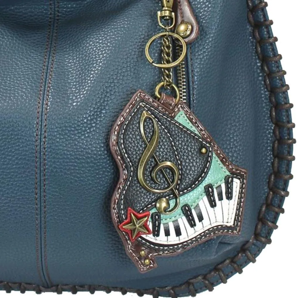 Chala Handbags, Casual Style, Soft, Large Shoulder or Crossbody Purse with Keyfob - Navy Blue