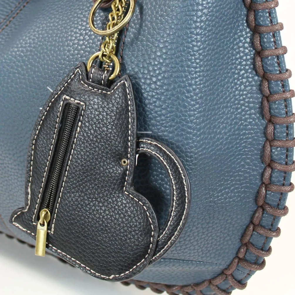 Chala Handbags, Casual Style, Soft, Large Shoulder or Crossbody Purse with Keyfob - Navy Blue