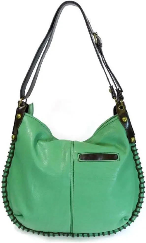 Chala Handbags, Casual Style, Soft, Large Shoulder or Crossbody Purse with Keyfob - Teal Green Color