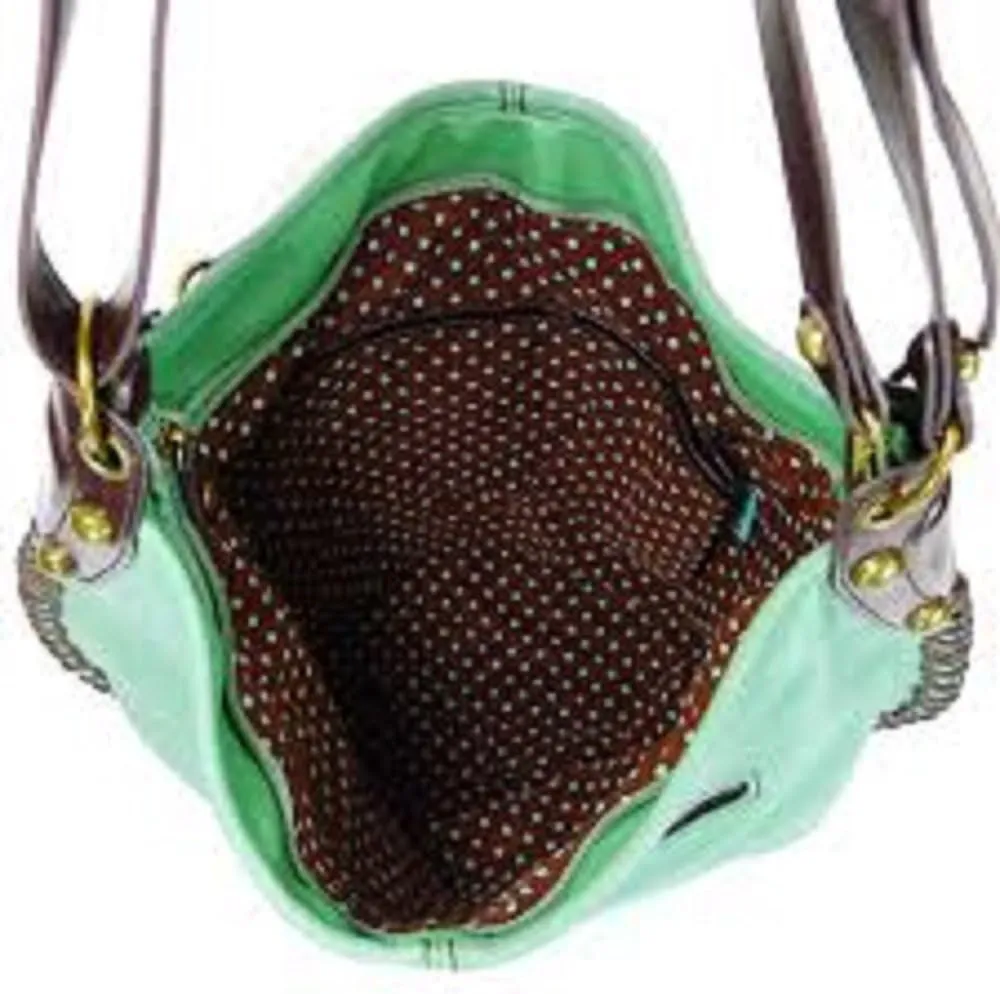 Chala Handbags, Casual Style, Soft, Large Shoulder or Crossbody Purse with Keyfob - Teal Green Color