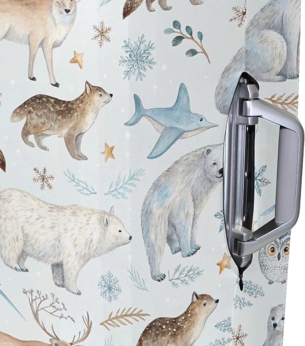 CHIFIGNO Arctic Animals White Protective Suitcase Cover Fit 18-32 Inch Luggage M Fits 22-24 Inch