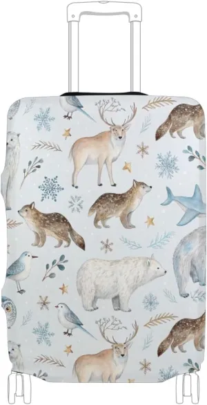 CHIFIGNO Arctic Animals White Protective Suitcase Cover Fit 18-32 Inch Luggage M Fits 22-24 Inch