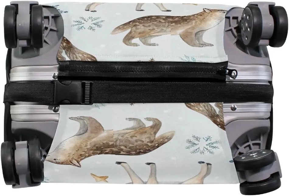 CHIFIGNO Arctic Animals White Protective Suitcase Cover Fit 18-32 Inch Luggage M Fits 22-24 Inch