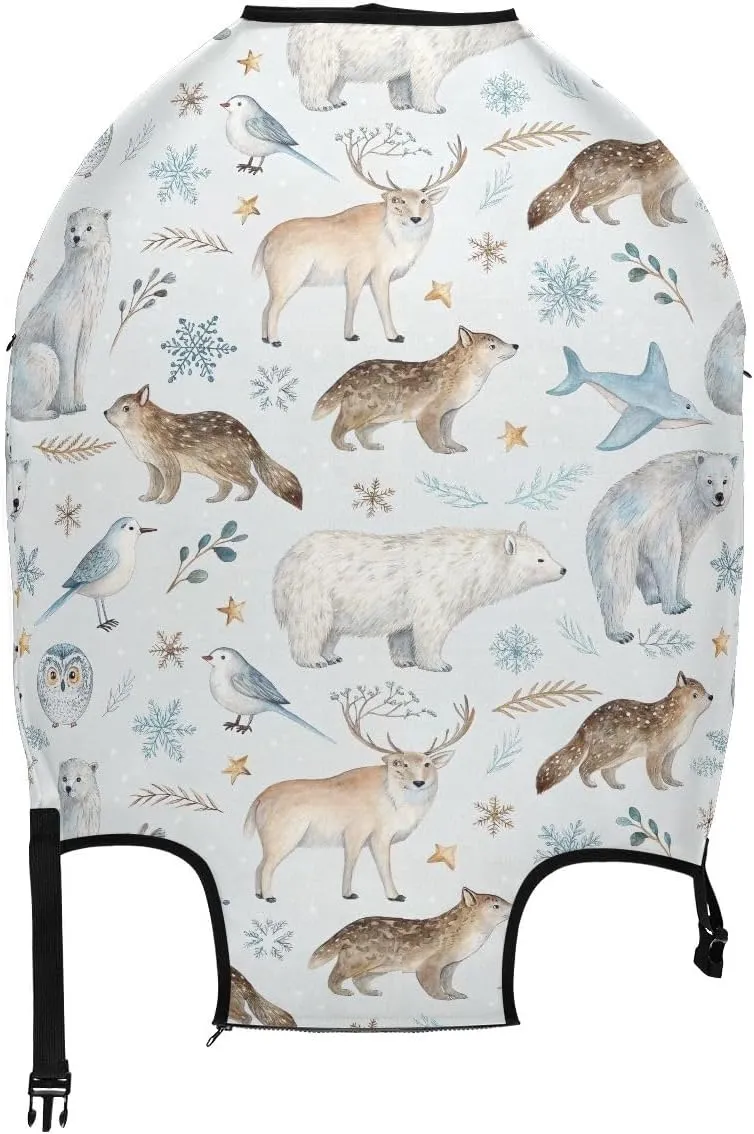 CHIFIGNO Arctic Animals White Protective Suitcase Cover Fit 18-32 Inch Luggage M Fits 22-24 Inch