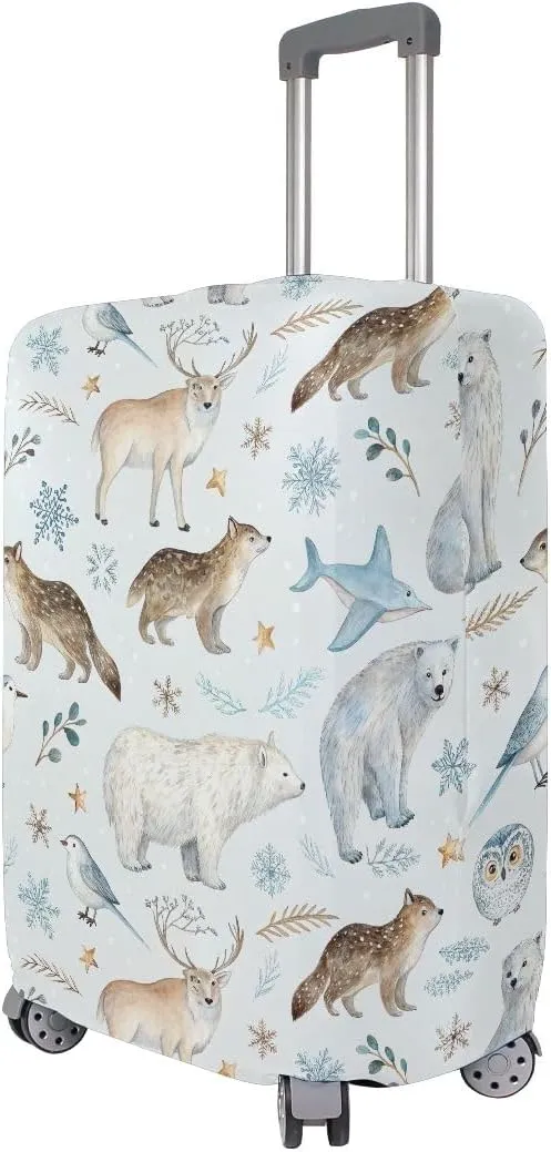 CHIFIGNO Arctic Animals White Protective Suitcase Cover Fit 18-32 Inch Luggage M Fits 22-24 Inch