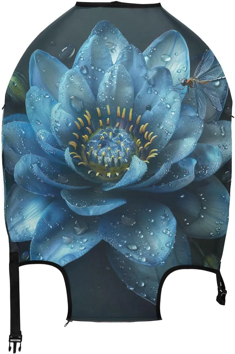 CHIFIGNO Blue Water Lily Flower Suitcase Covers Luggage Protective Cover Fits 18-32 Inch Suitcase Travel Accessories S Fits 18-20 Inch