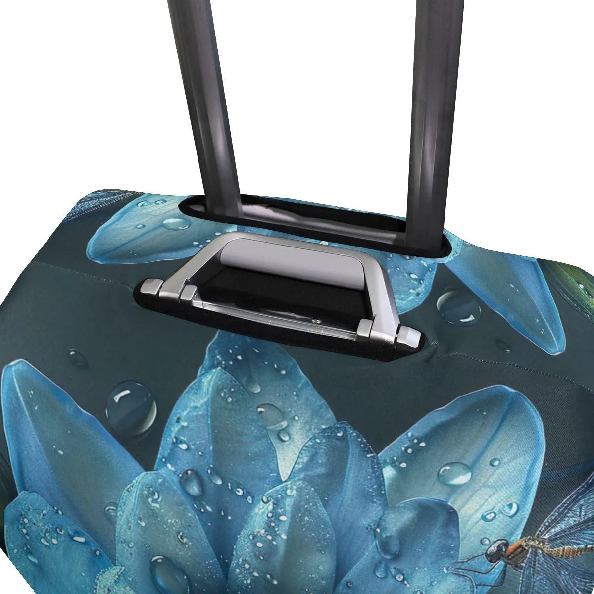 CHIFIGNO Blue Water Lily Flower Suitcase Covers Luggage Protective Cover Fits 18-32 Inch Suitcase Travel Accessories S Fits 18-20 Inch