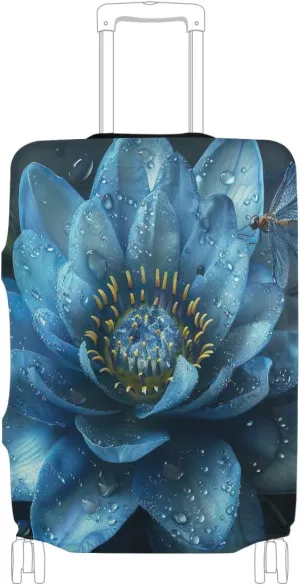 CHIFIGNO Blue Water Lily Flower Suitcase Covers Luggage Protective Cover Fits 18-32 Inch Suitcase Travel Accessories S Fits 18-20 Inch