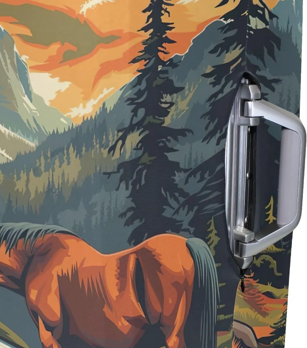 CHIFIGNO Brown Horse Carry on Suitcase Cover, Cover Suitcase Protector Fit 18-32 Inch Luggage XL Fits 29-32 Inch
