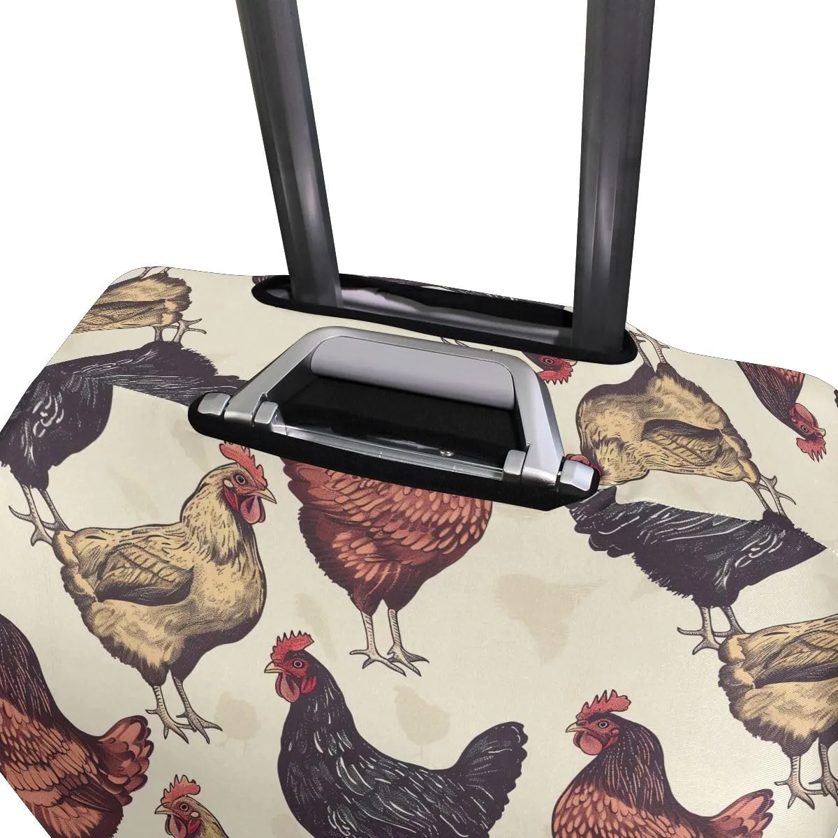 CHIFIGNO Chickens Vintage Luggage Dust Cover with Concealed Zippers for 18-32 Inch Luggage S Fits 18-20 Inch