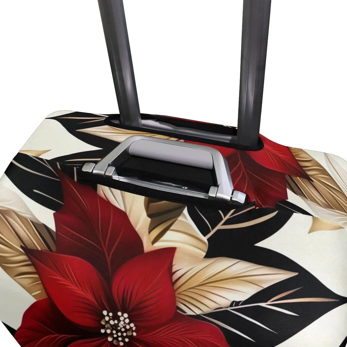 CHIFIGNO Christmas Flowers Travel Bag Cover Fits 18-32 Inch Luggage Covers Protector Elastic Luggage Anti-scratch Baggage Cover M Fits 22-24 Inch