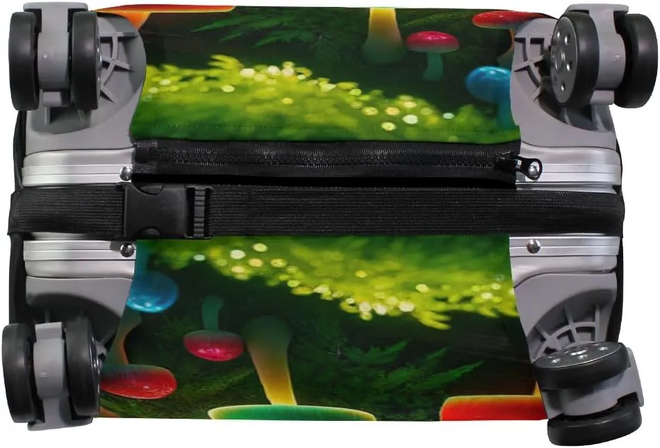 CHIFIGNO Colorful Mushrooms Suitcase Covers Protectors Luggage Dust Cover with Concealed Zippers for 18-32 Inch Luggage S Fits 18-20 Inch