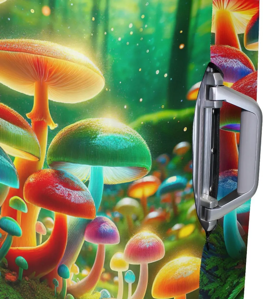 CHIFIGNO Colorful Mushrooms Suitcase Covers Protectors Luggage Dust Cover with Concealed Zippers for 18-32 Inch Luggage S Fits 18-20 Inch