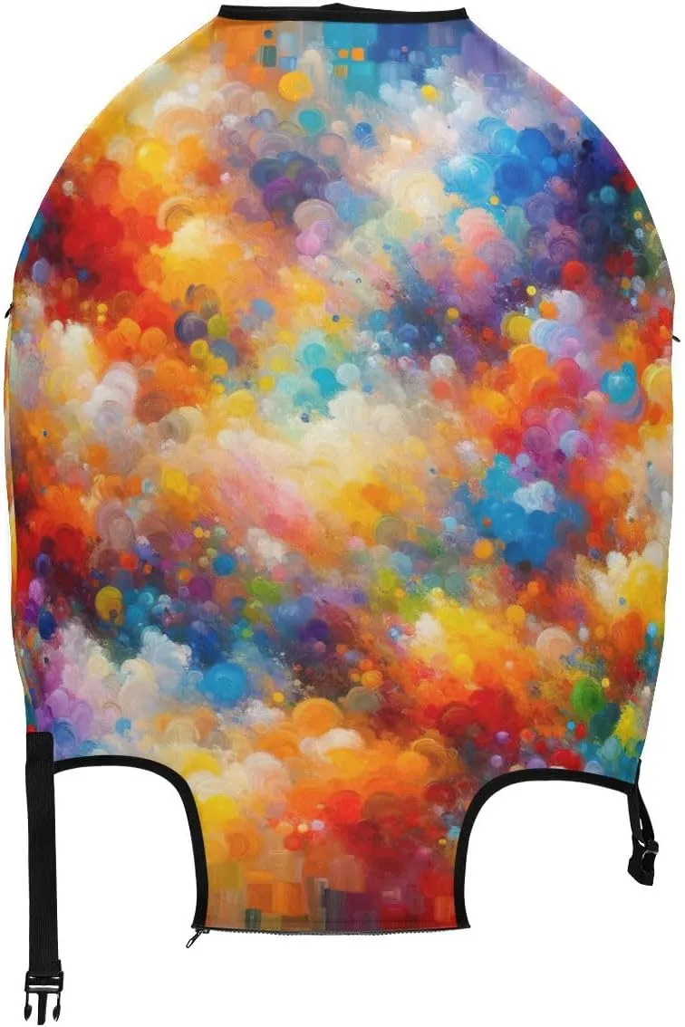 CHIFIGNO Colorful Painting Suitcase Sleeve for Luggage, Luggage Protector Covers Fit 18-32 Inch Luggage M Fits 22-24 Inch