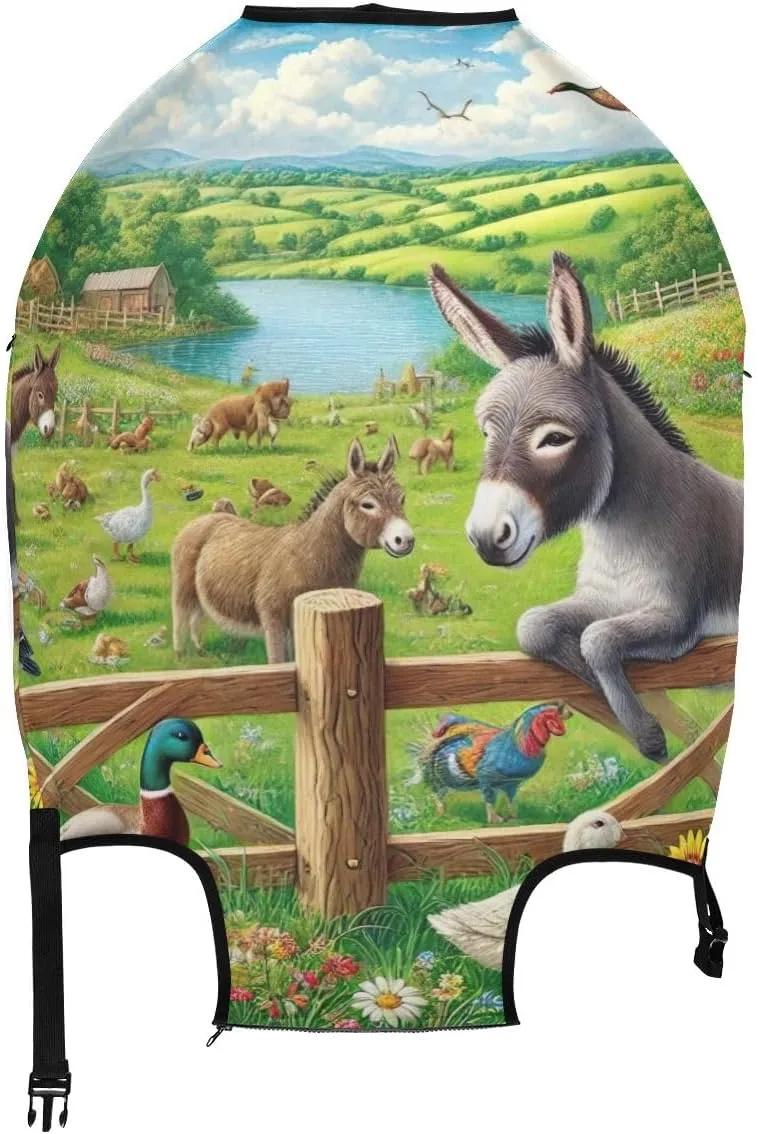 CHIFIGNO Country Farm Life Suitcase Covers Protectors Fit 18-32 Inch Luggage S Fits 18-20 Inch