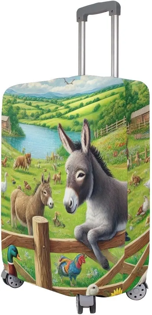 CHIFIGNO Country Farm Life Suitcase Covers Protectors Fit 18-32 Inch Luggage S Fits 18-20 Inch
