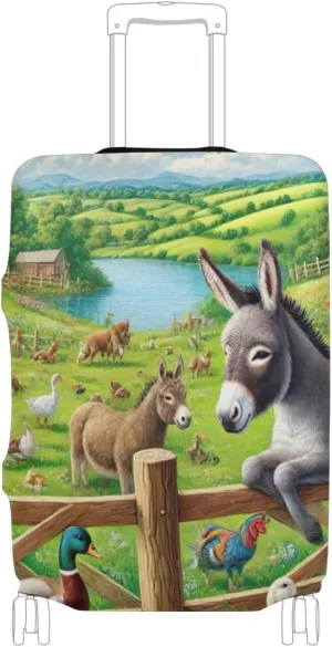 CHIFIGNO Country Farm Life Suitcase Covers Protectors Fit 18-32 Inch Luggage S Fits 18-20 Inch