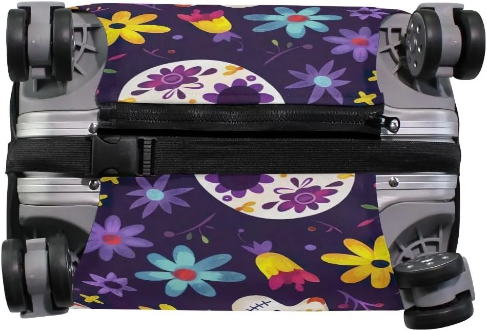 CHIFIGNO Day of Dead Skulls Cover for Luggage Travel Fits 18-32 Inch Protective Suitcase Cover Elastic Luggage Anti-scratch Suitcase Covers M Fits 22-24 Inch