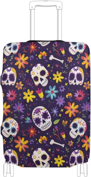 CHIFIGNO Day of Dead Skulls Cover for Luggage Travel Fits 18-32 Inch Protective Suitcase Cover Elastic Luggage Anti-scratch Suitcase Covers M Fits 22-24 Inch