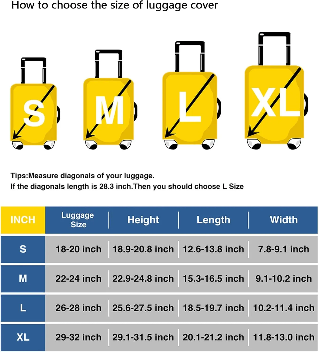 CHIFIGNO Lemon and Branch Cover for Suitcase for Travel Fits 18-32 Inch Luggage S Fits 18-20 Inch