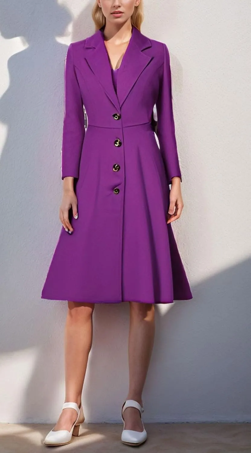 chouyatou Women's Elegant Button Down Winter Wool Coat Fit and Flare Long Dressy Trench Coat