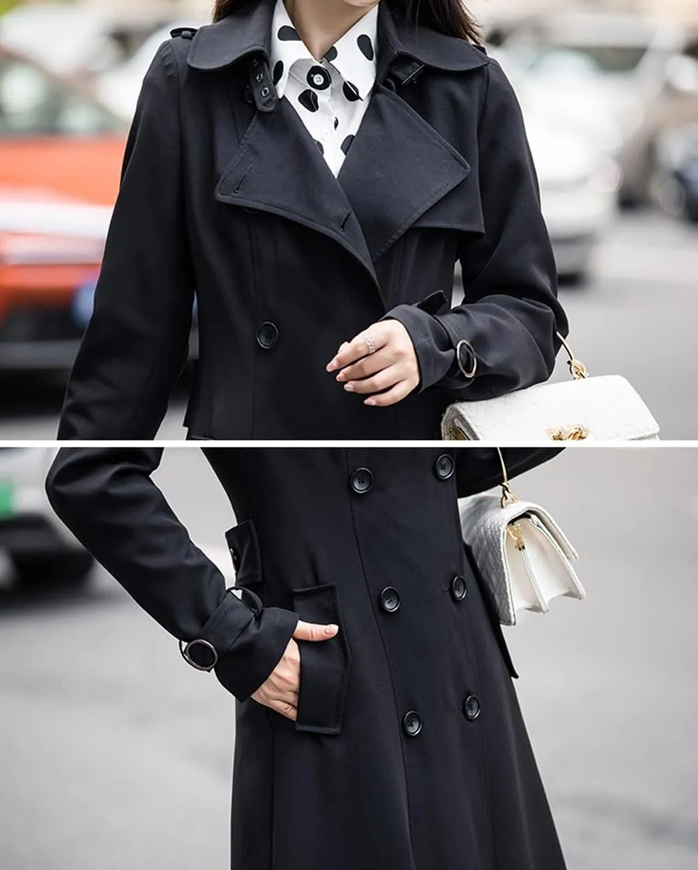 chouyatou Women's Fall Dressy Office Double Breasted Maxi Long Trench Coat Overcoat