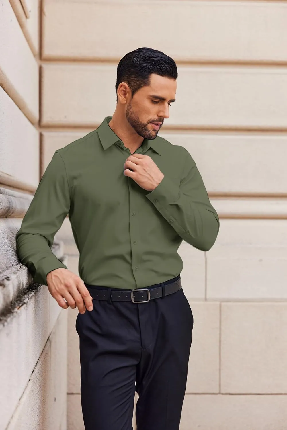 COOFANDY Mens Dress Shirts Wrinkle Free Long Sleeve Button Down Shirts Formal Business Shirt