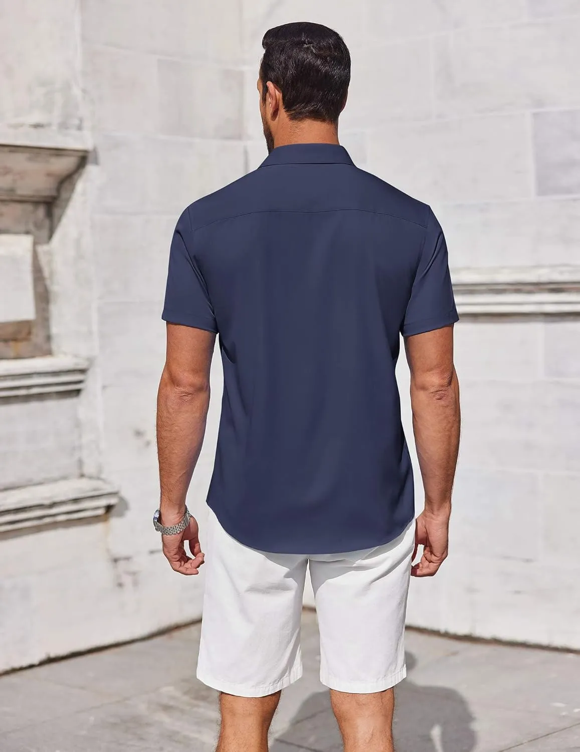 COOFANDY Men's Short Sleeve Button Down Shirts Summer Untucked Casual Dress Shirts with Pocket