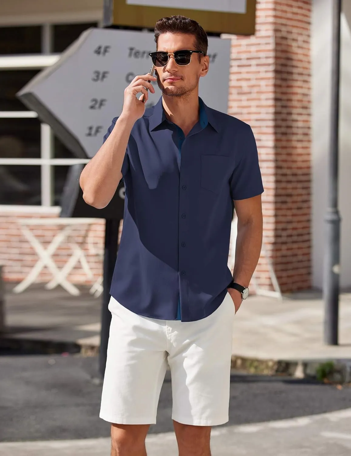 COOFANDY Men's Short Sleeve Button Down Shirts Summer Untucked Casual Dress Shirts with Pocket