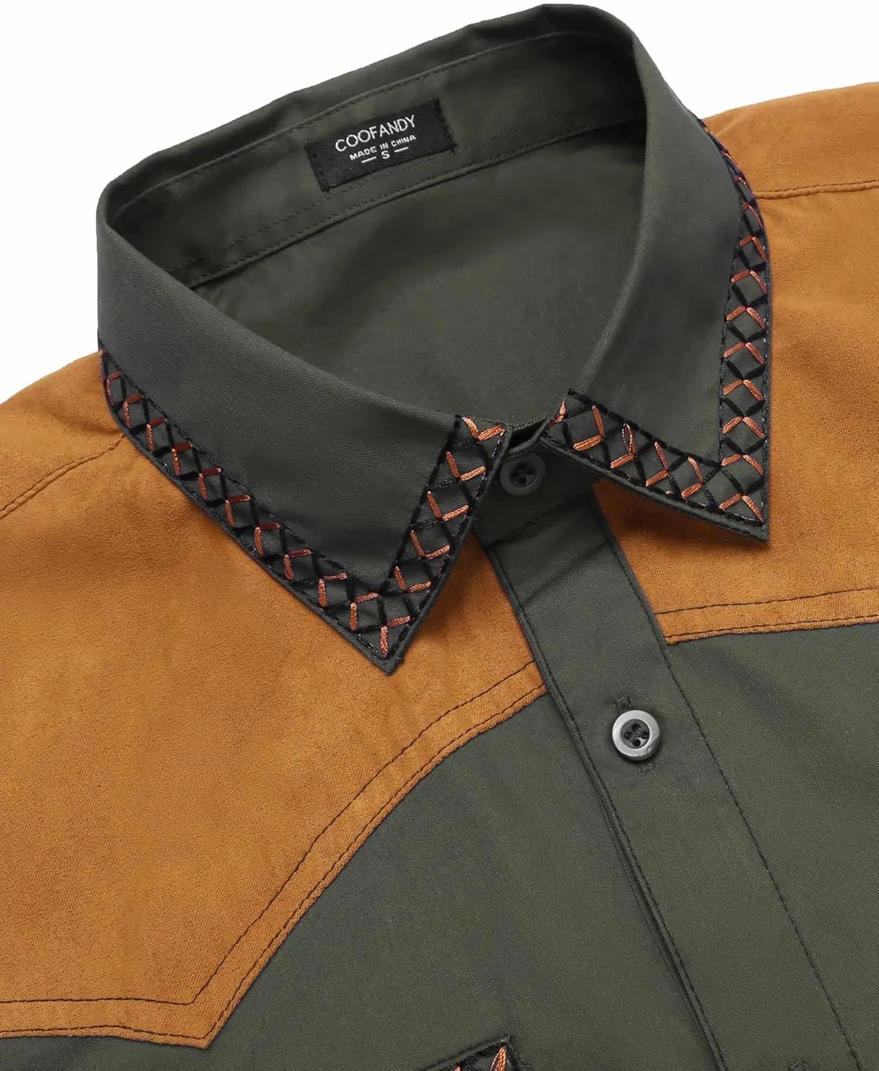 COOFANDY Men's Western Cowboy Shirt Embroidered Long Sleeve Slim Fit Casual Cotton Button Down Hippie Shirts with Pockets