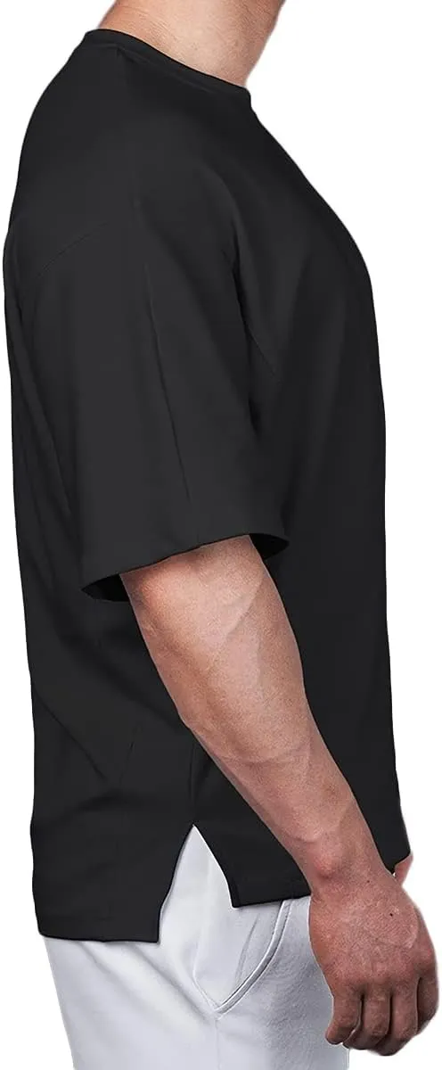 Cotton Gym Shirts Oversized Athletic Workout Shirts Short Sleeve for Men T65