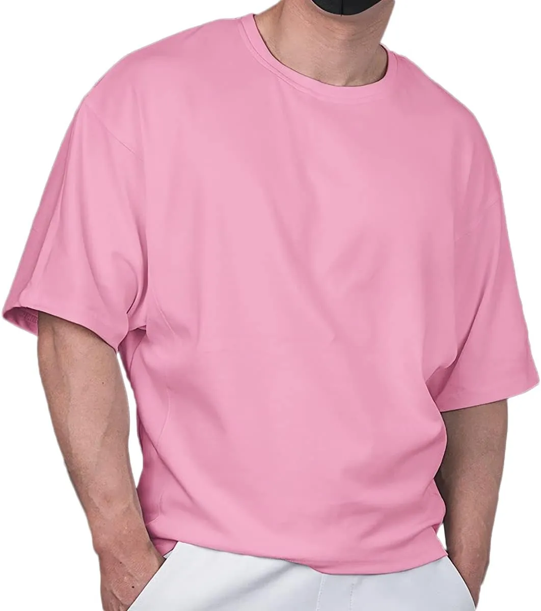 Cotton Gym Shirts Oversized Athletic Workout Shirts Short Sleeve for Men T65