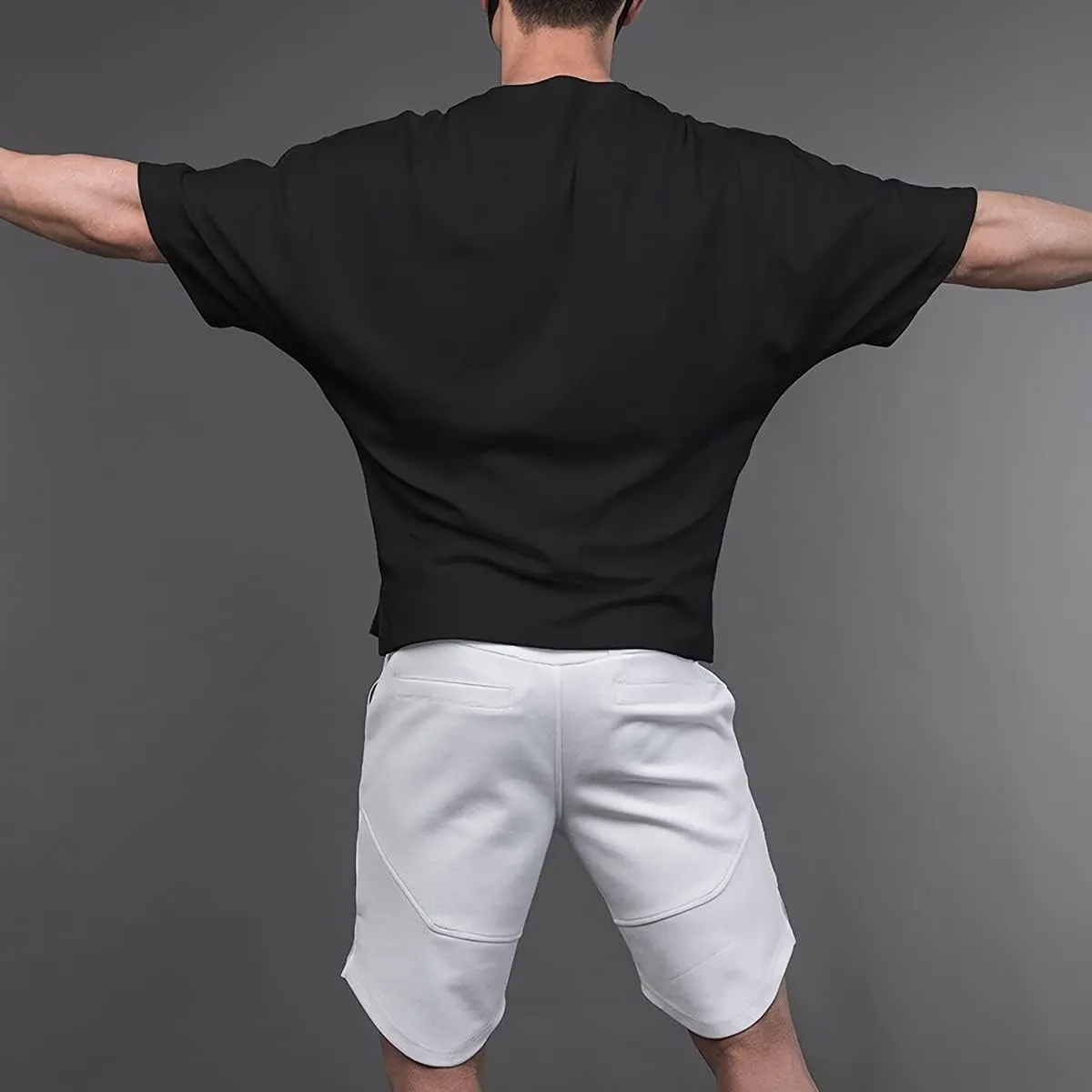 Cotton Gym Shirts Oversized Athletic Workout Shirts Short Sleeve for Men T65