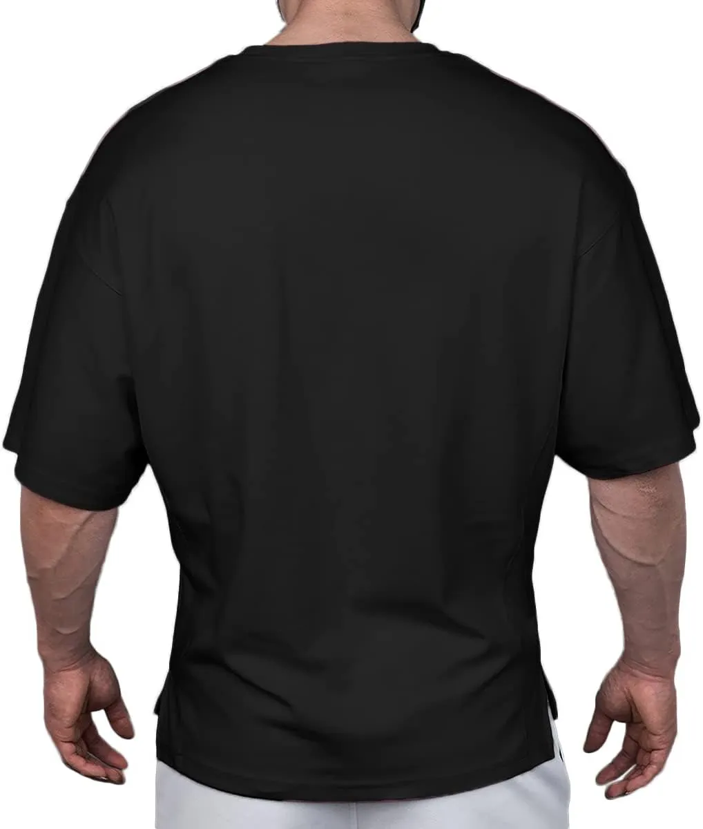 Cotton Gym Shirts Oversized Athletic Workout Shirts Short Sleeve for Men T65