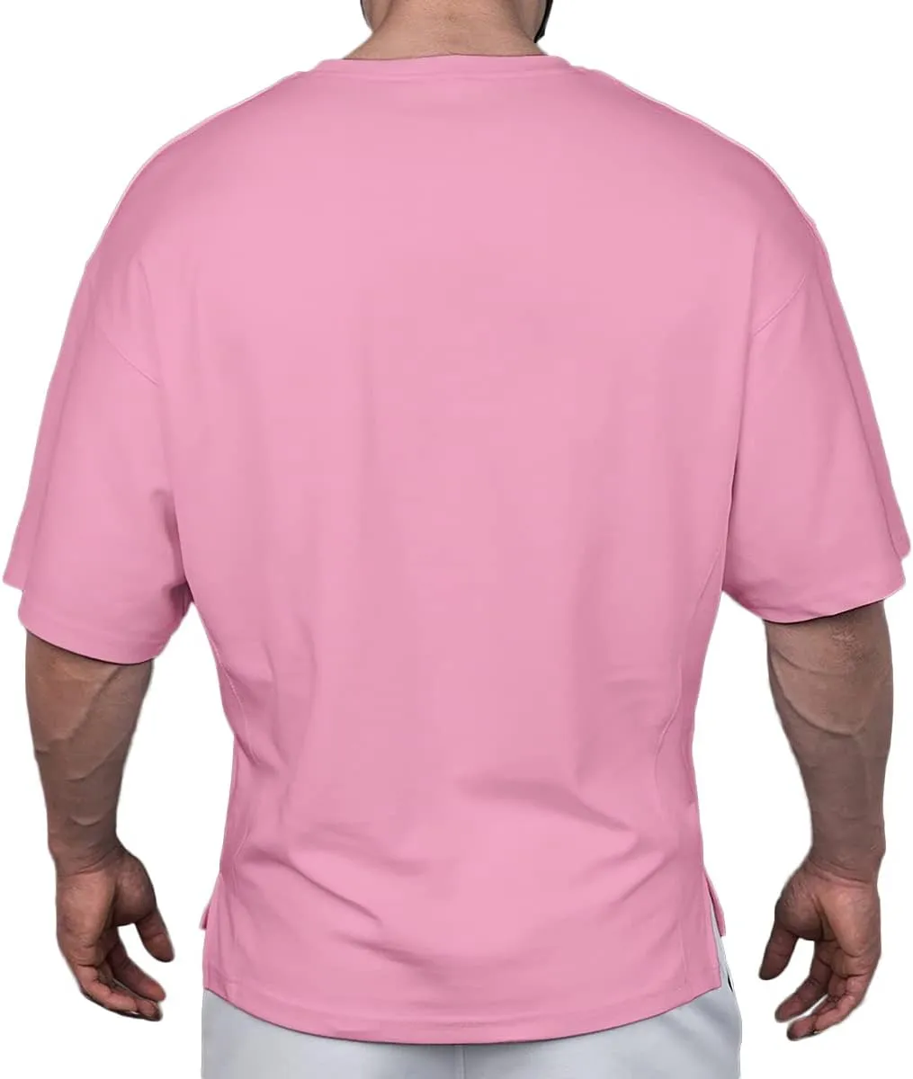 Cotton Gym Shirts Oversized Athletic Workout Shirts Short Sleeve for Men T65