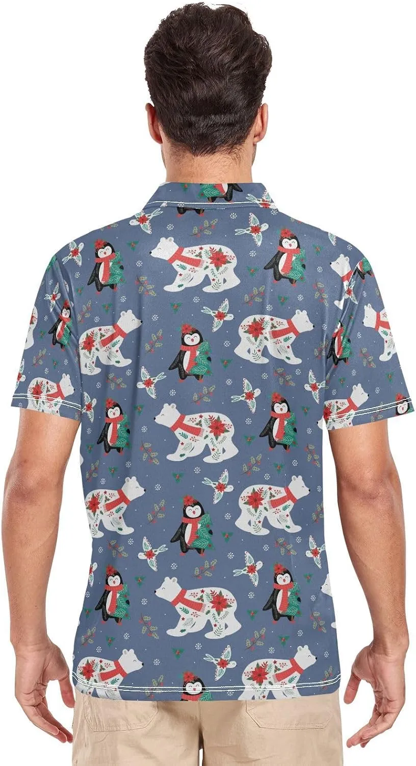 Crane Bird Cloud Men's Polo Shirts Short Sleeve Quick Dry Athletic Outdoor Sports Golf Shirts S-XXL