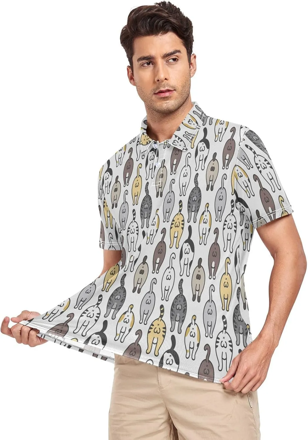 Crane Bird Cloud Men's Polo Shirts Short Sleeve Quick Dry Athletic Outdoor Sports Golf Shirts S-XXL