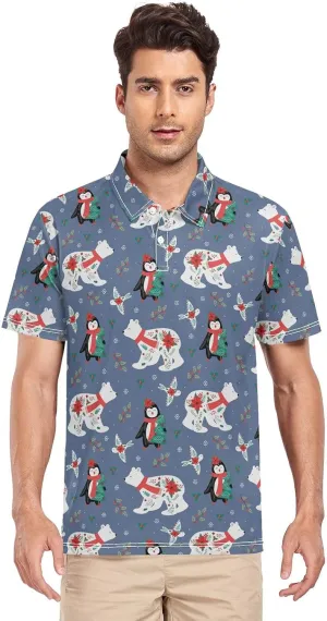 Crane Bird Cloud Men's Polo Shirts Short Sleeve Quick Dry Athletic Outdoor Sports Golf Shirts S-XXL