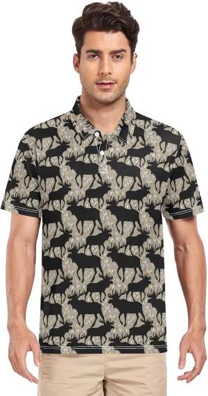 Crane Bird Cloud Men's Polo Shirts Short Sleeve Quick Dry Athletic Outdoor Sports Golf Shirts S-XXL