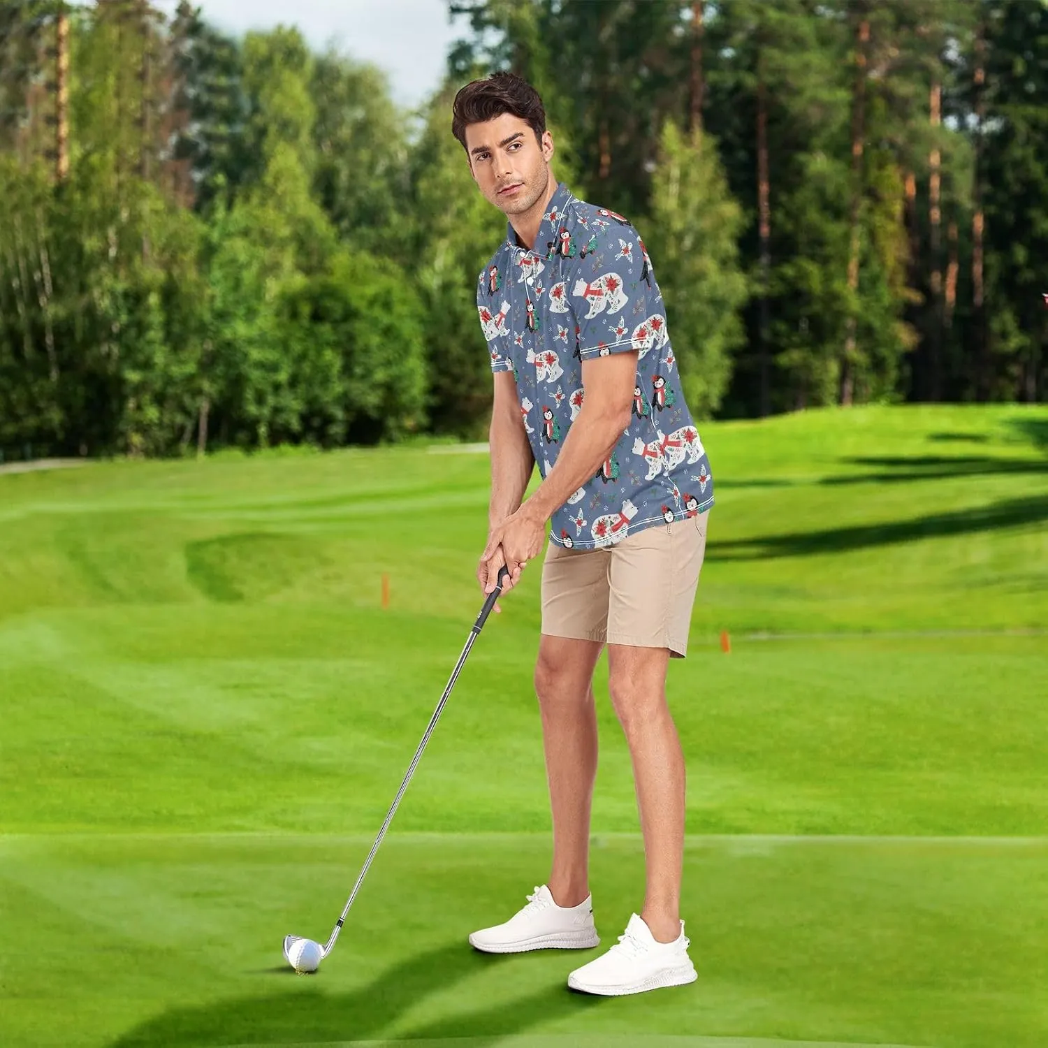 Crane Bird Cloud Men's Polo Shirts Short Sleeve Quick Dry Athletic Outdoor Sports Golf Shirts S-XXL