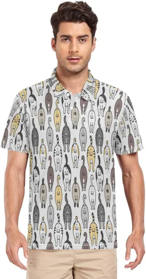 Crane Bird Cloud Men's Polo Shirts Short Sleeve Quick Dry Athletic Outdoor Sports Golf Shirts S-XXL