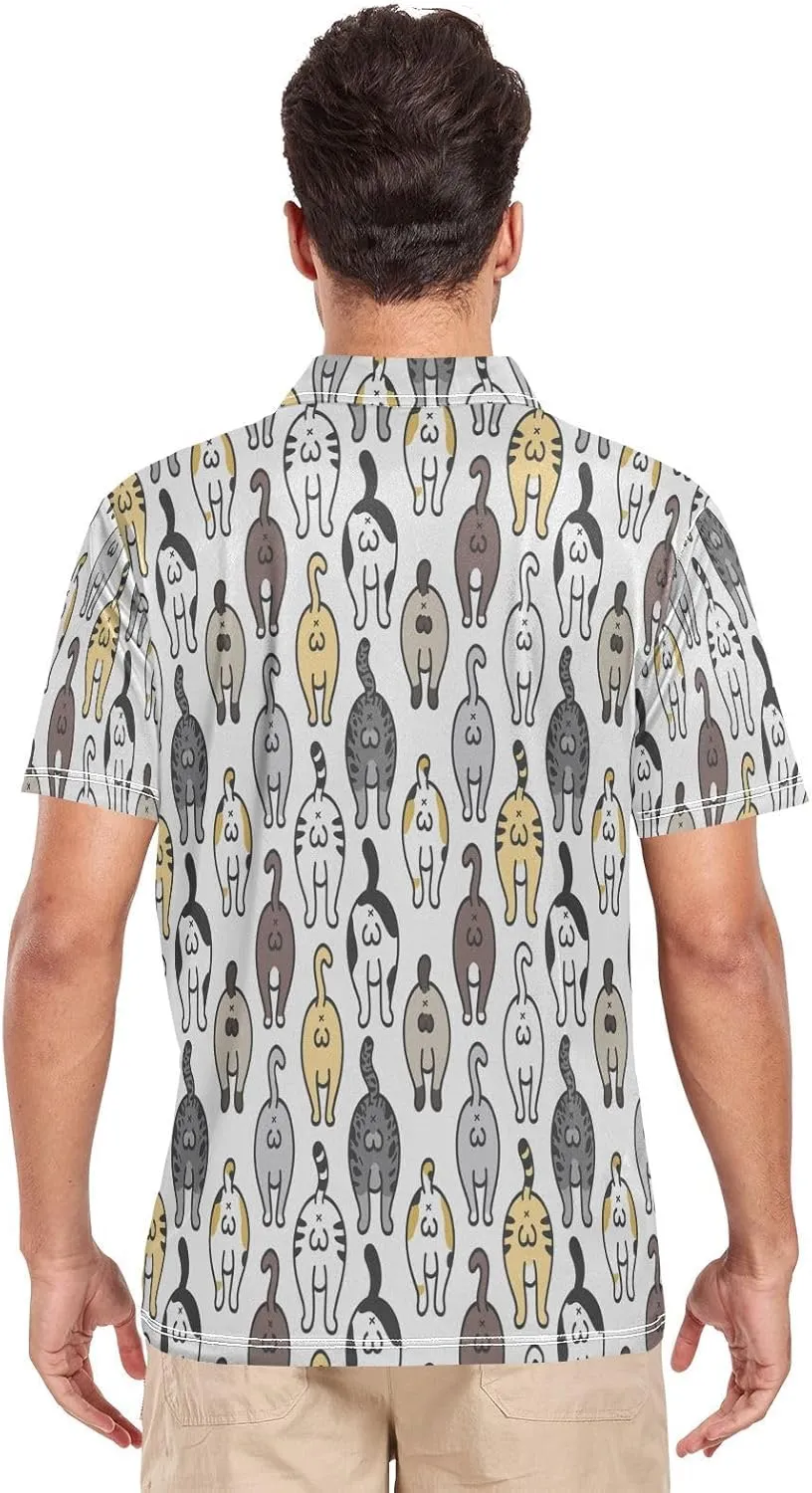 Crane Bird Cloud Men's Polo Shirts Short Sleeve Quick Dry Athletic Outdoor Sports Golf Shirts S-XXL