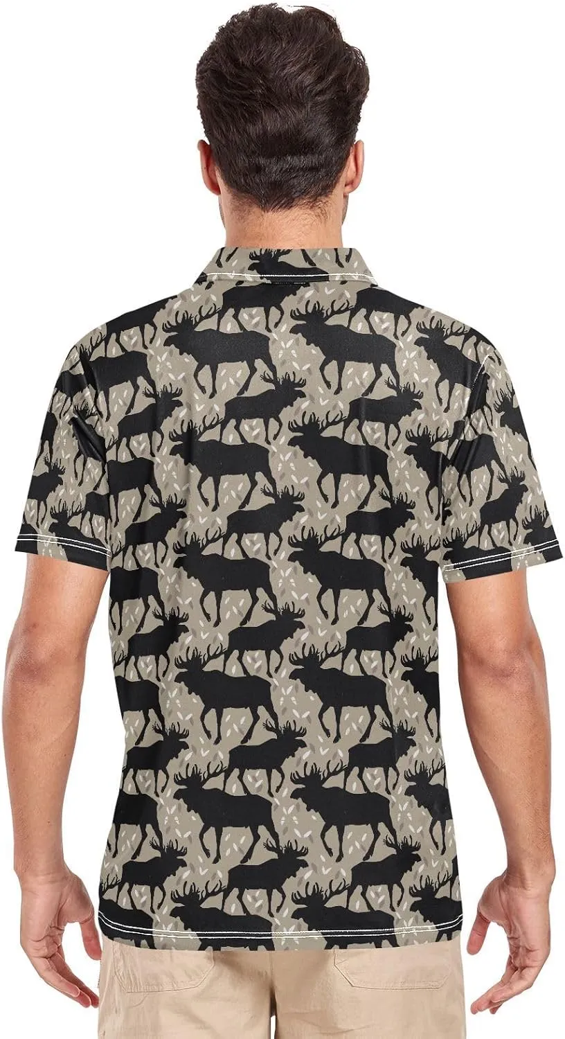 Crane Bird Cloud Men's Polo Shirts Short Sleeve Quick Dry Athletic Outdoor Sports Golf Shirts S-XXL